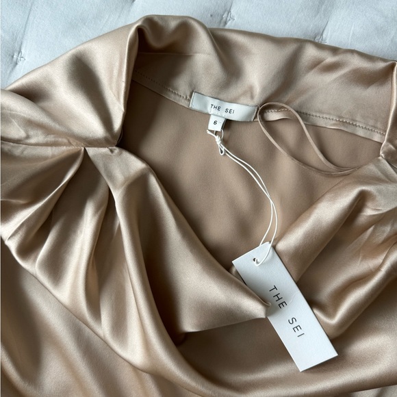 The Sei Revolve NWT 6 Champagne Revolve Draped Silk Top - Picture 9 of 11